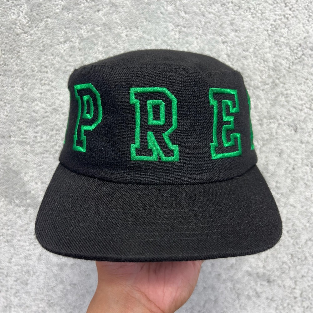 Supreme Pillbox Snapback Hat Men Black Green Embroidered Varsity Letter Quilted